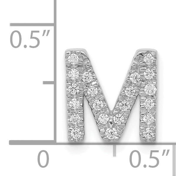 14K White Gold Diamond 0.168-CT Letter M Initial Charm Pendant