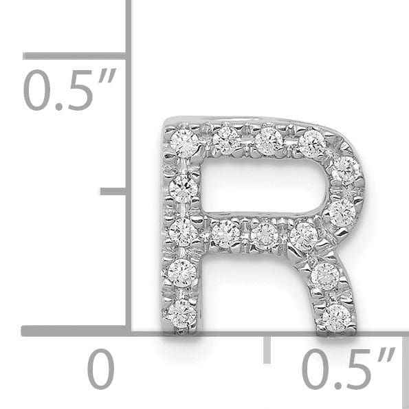 14K White Gold Diamond 0.15-CT Letter R Initial Charm Pendant