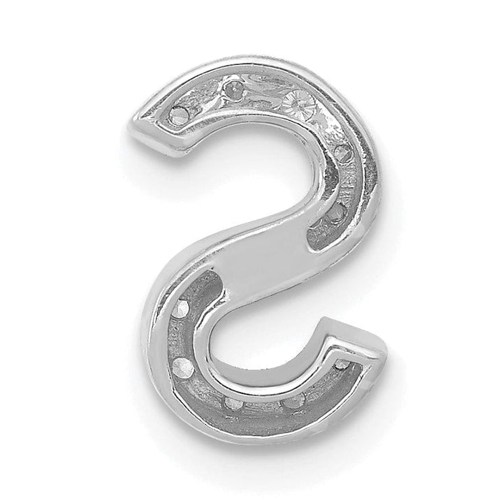 14K White Gold Diamond 0.12-CT Letter S Initial Charm Pendant