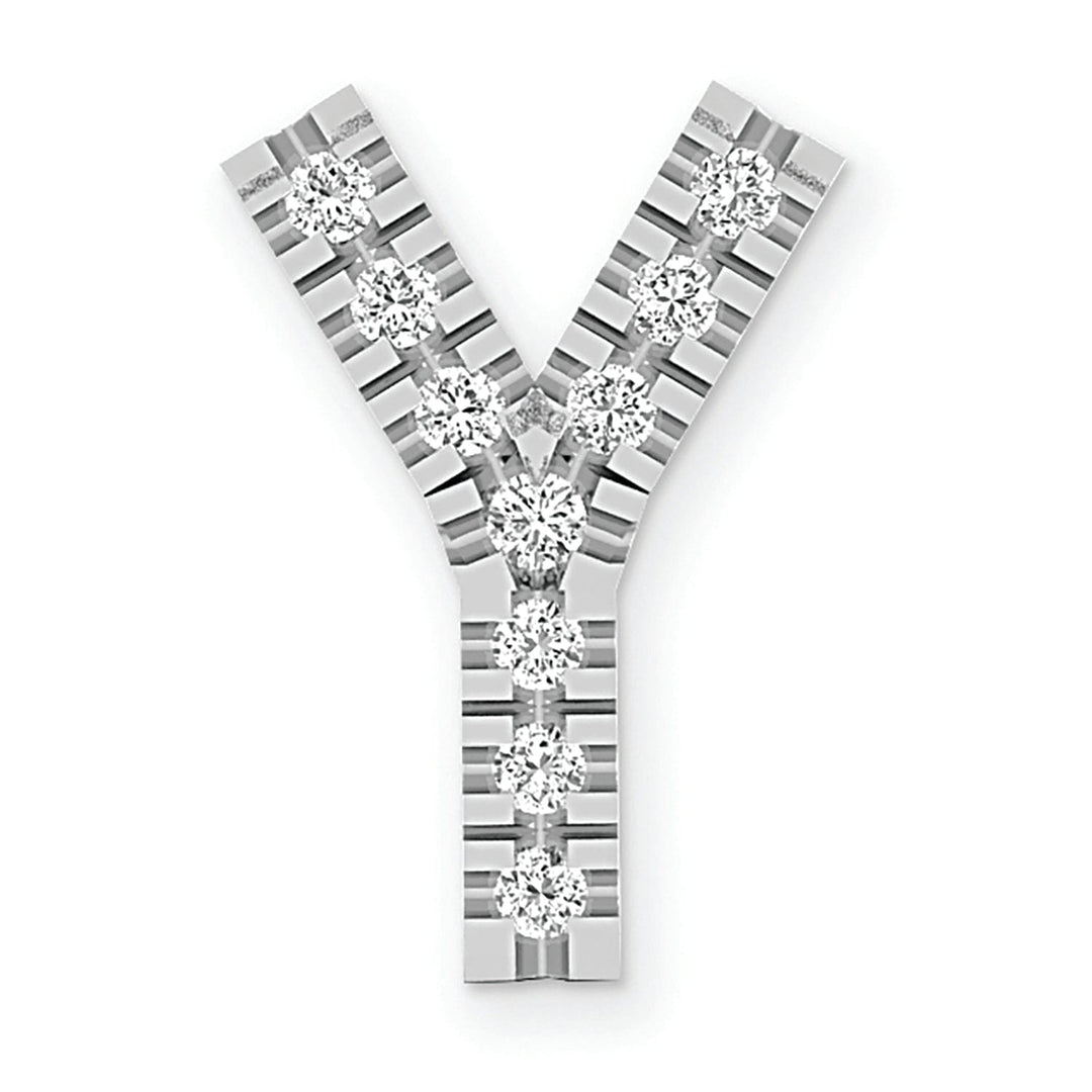 14K White Gold Diamond 0.87-CT Letter Y Initial Charm Pendant