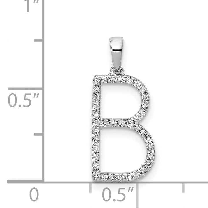 14K White Gold Diamond 0.114-CT Block Letter B Initial Charm Pendant