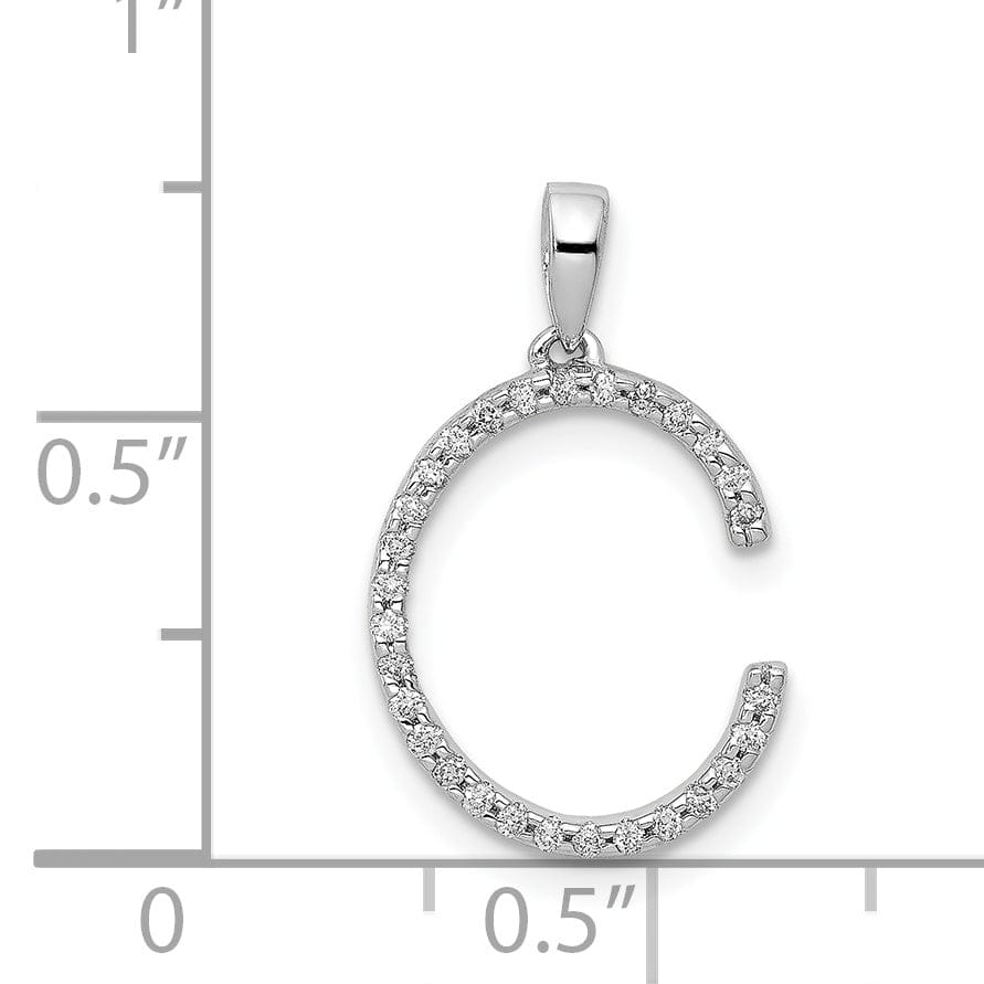 14K White Gold Diamond 0.087-CT Block Letter C Initial Charm Pendant