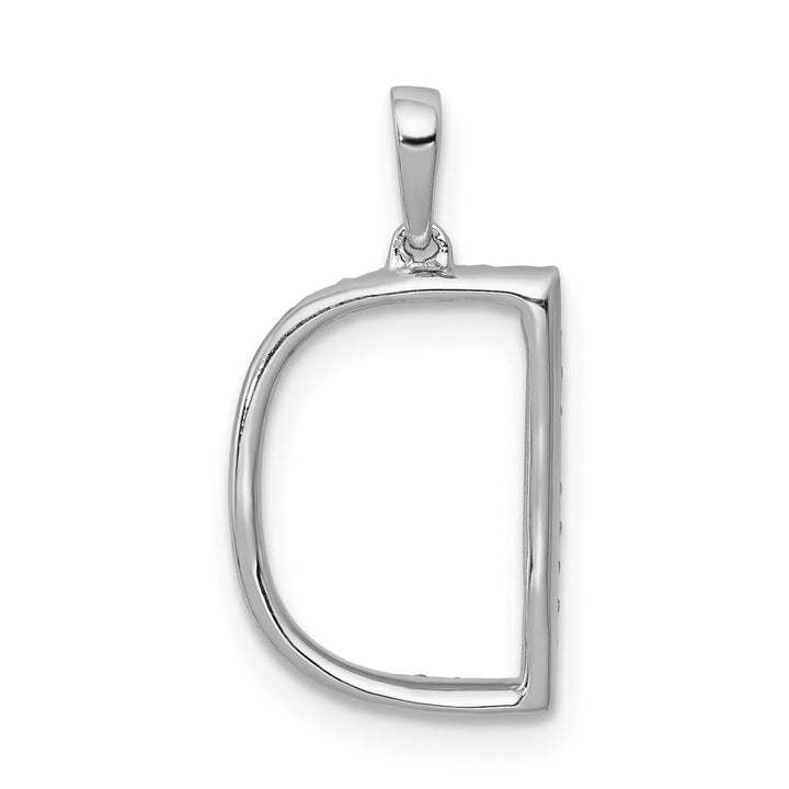 14K White Gold Diamond 0.096-CT Block Letter D Initial Charm Pendant