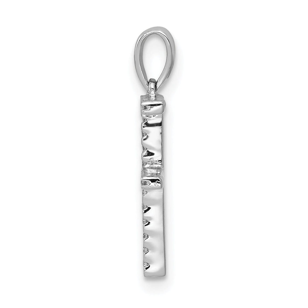 14K White Gold Diamond 0.075-CT Block Letter F Initial Charm Pendant