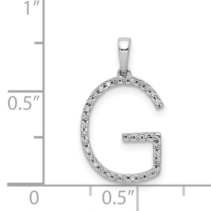 14K White Gold Diamond 0.102-CT Block Letter G Initial Charm Pendant