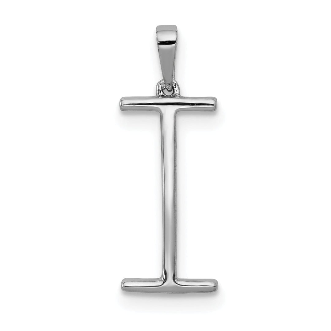 14K White Gold Diamond 0.088-CT Block Letter I Initial Charm Pendant