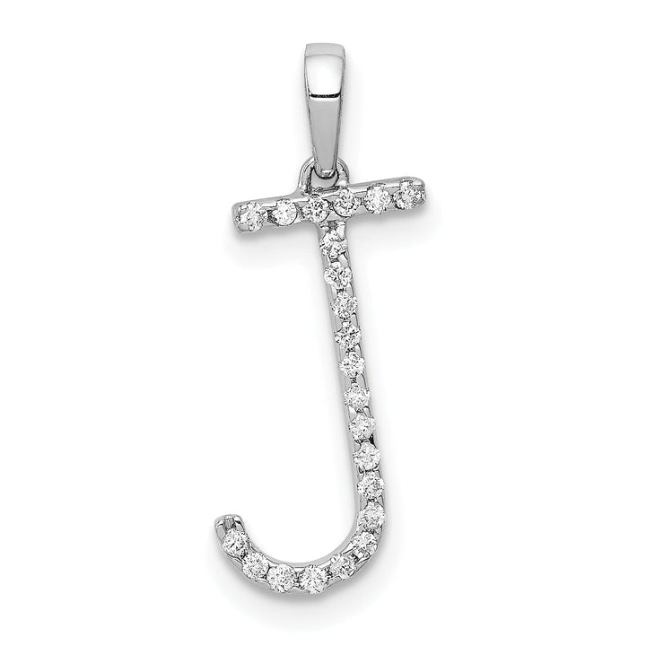 14K White Gold Diamond 0.088-CT Block Letter J Initial Charm Pendant