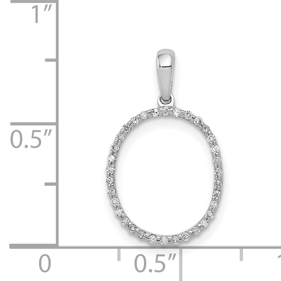 14K White Gold Diamond 0.102-CT Block Letter O Initial Charm Pendant