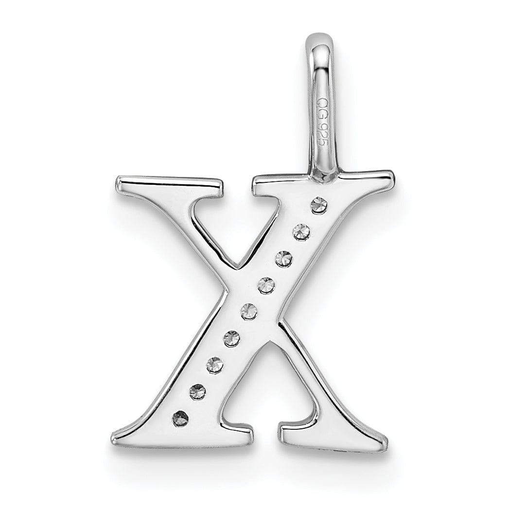 14K White Gold Diamond 0.045-CT Letter X Initial Charm Pendant