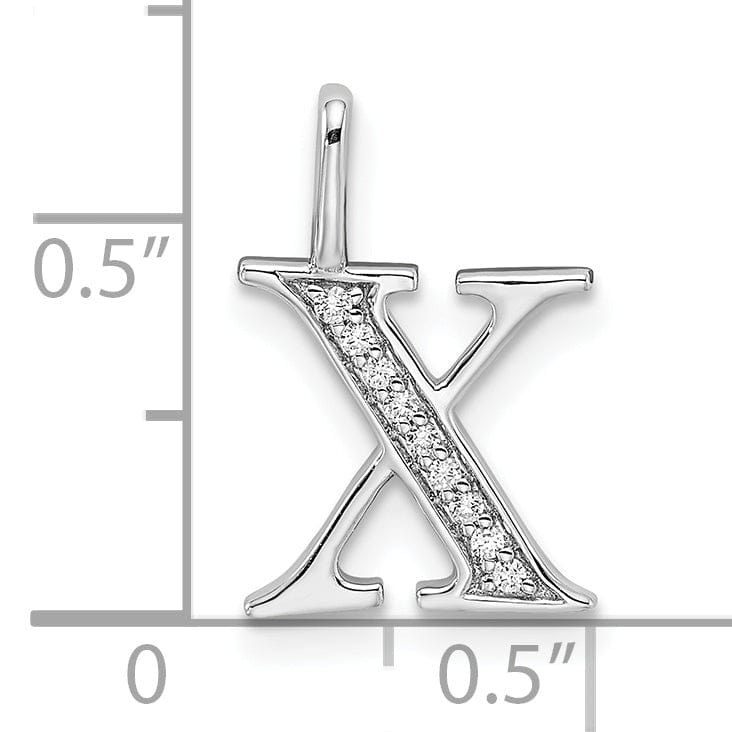 14K White Gold Diamond 0.045-CT Letter X Initial Charm Pendant