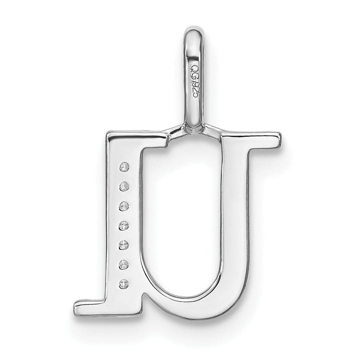 14K White Gold Diamond 0.028-CT Lower Case Style U Initial Charm Pendant