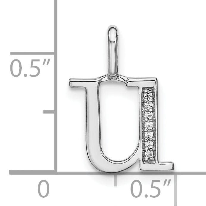 14K White Gold Diamond 0.028-CT Lower Case Style U Initial Charm Pendant