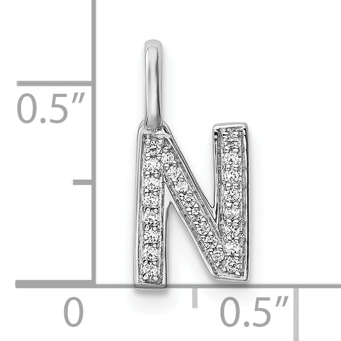 14K White Gold Diamond 0.08-CT Lower Case Style N Initial Charm