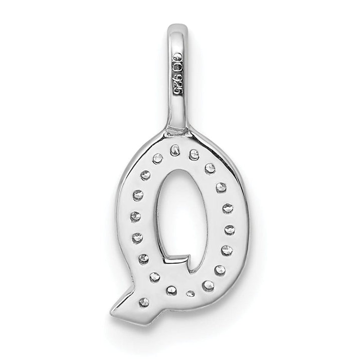 14K White Gold Diamond 0.063-CT Lower Case Style Q Initial Charm