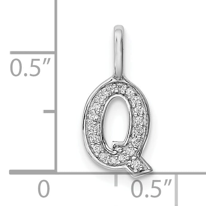 14K White Gold Diamond 0.063-CT Lower Case Style Q Initial Charm