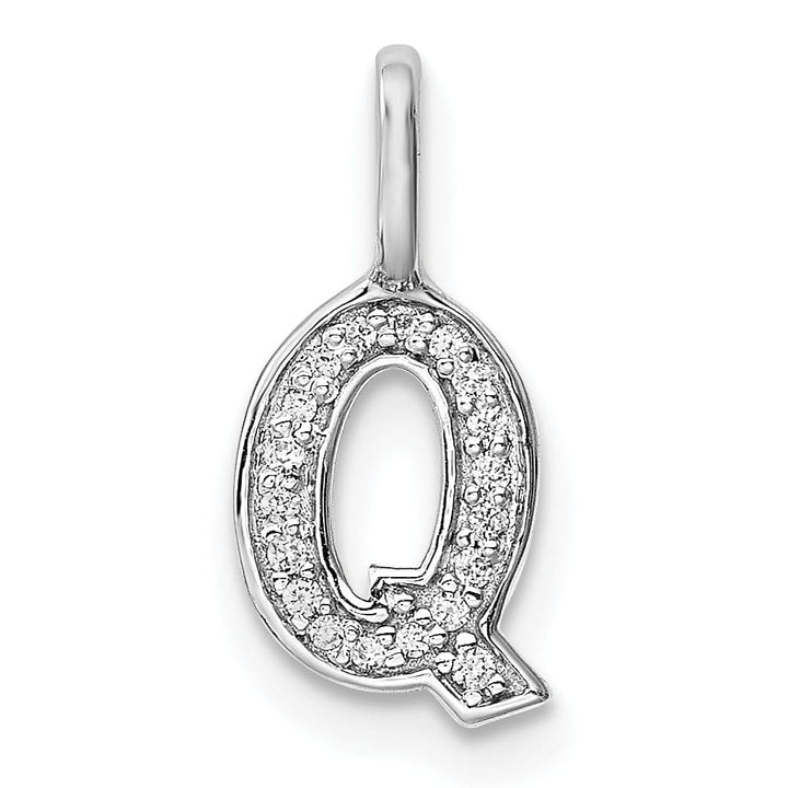 14K White Gold Diamond 0.063-CT Lower Case Style Q Initial Charm