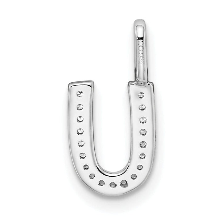 14K White Gold Diamond 0.063-CT Lower Case Style U Initial Charm