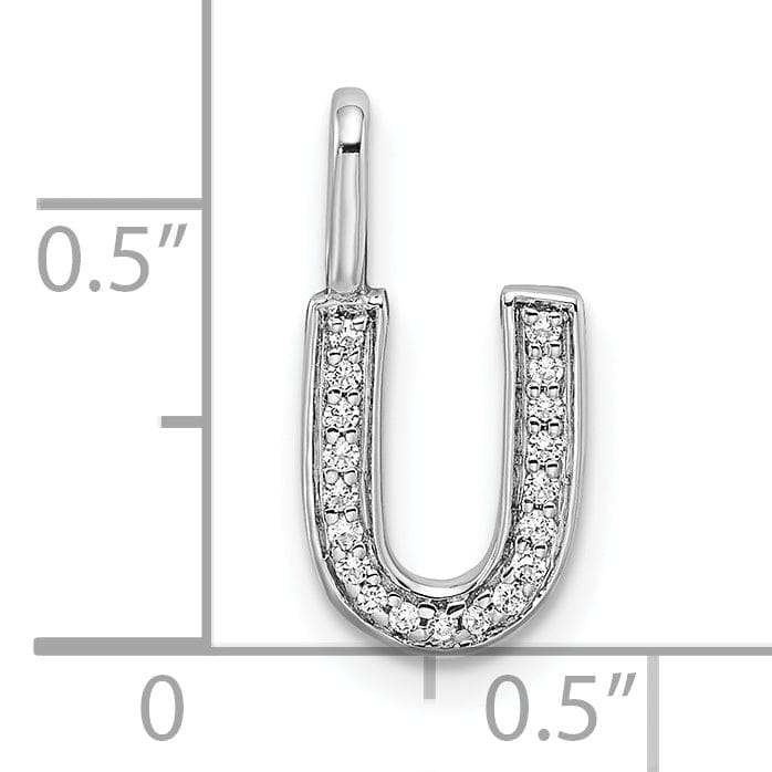 14K White Gold Diamond 0.063-CT Lower Case Style U Initial Charm