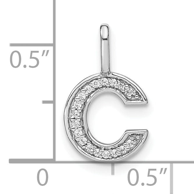 14K White Gold Diamond 0.06-CT Lower Case Style C Initial Charm