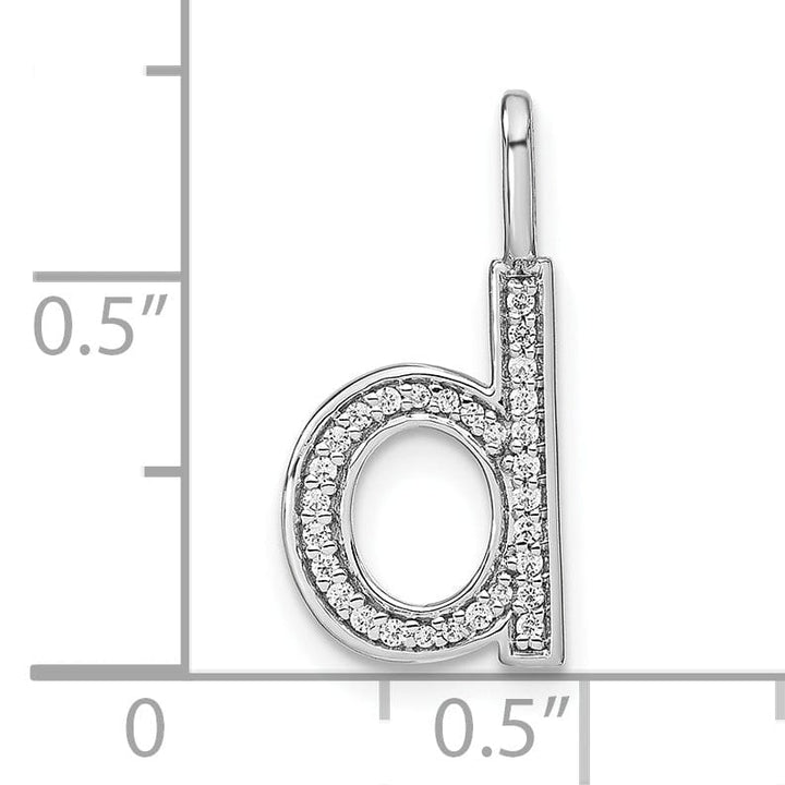 14K White Gold Diamond 0.098-CT Lower Case Style D Initial Charm