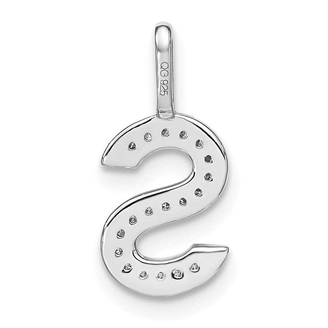 14K White Gold Diamond 0.067-CT Lower Case Style S Initial Charm