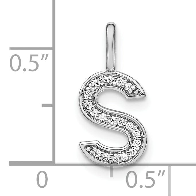 14K White Gold Diamond 0.067-CT Lower Case Style S Initial Charm