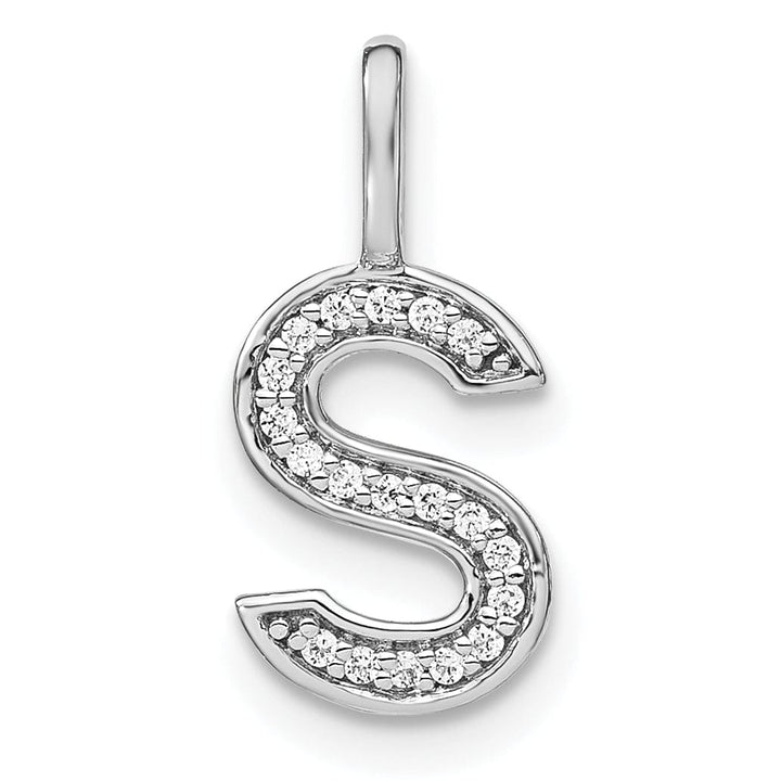 14K White Gold Diamond 0.067-CT Lower Case Style S Initial Charm