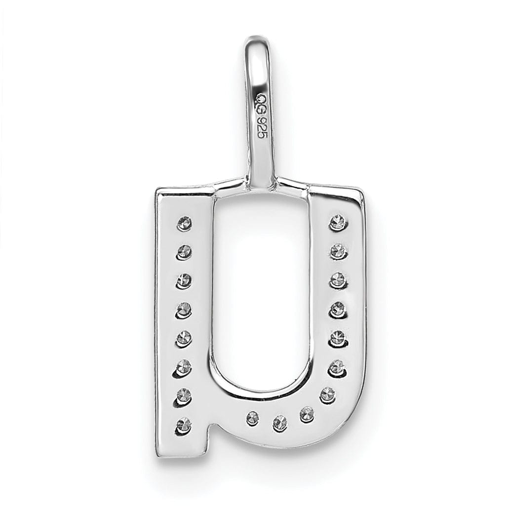 14K White Gold Diamond 0.063-CT Lower Case Style U Initial Charm