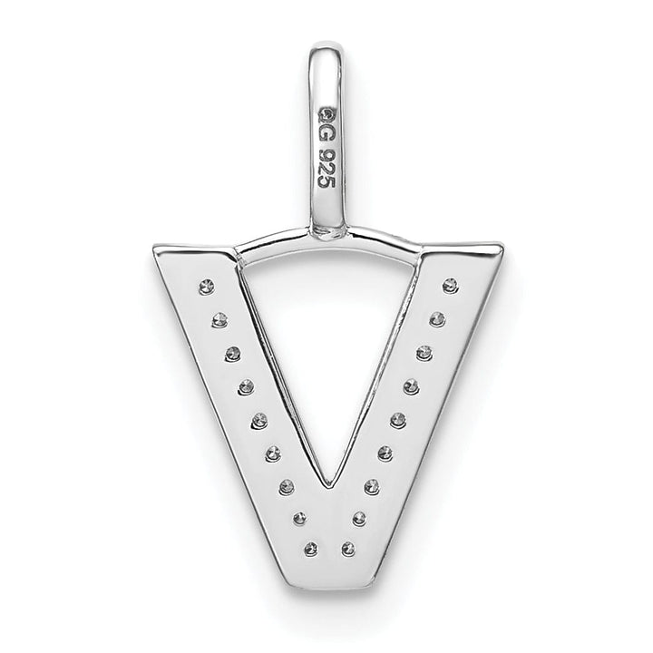 14K White Gold Diamond 0.061-CT Lower Case Style V Initial Charm