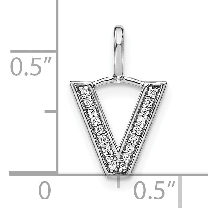 14K White Gold Diamond 0.061-CT Lower Case Style V Initial Charm