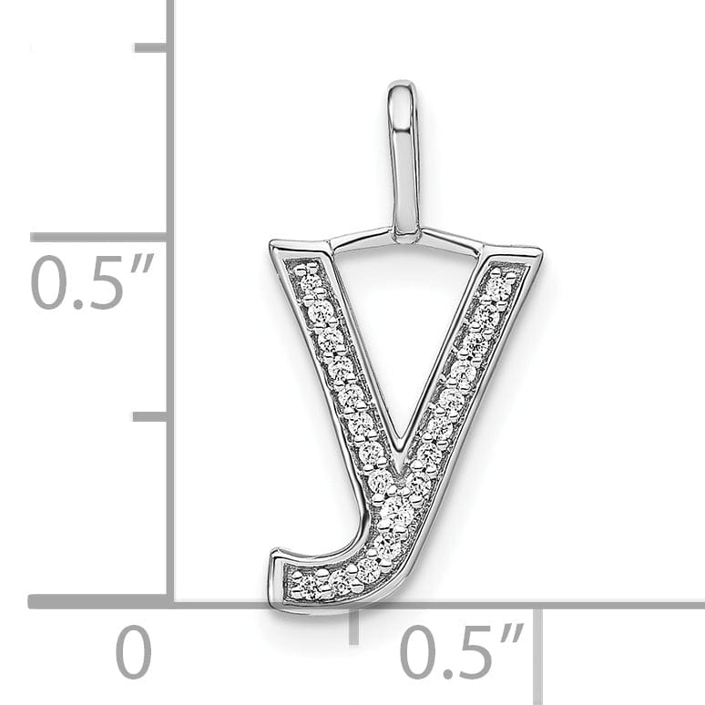 14K White Gold Diamond 0.08-CT Lower Case Style Y Initial Charm