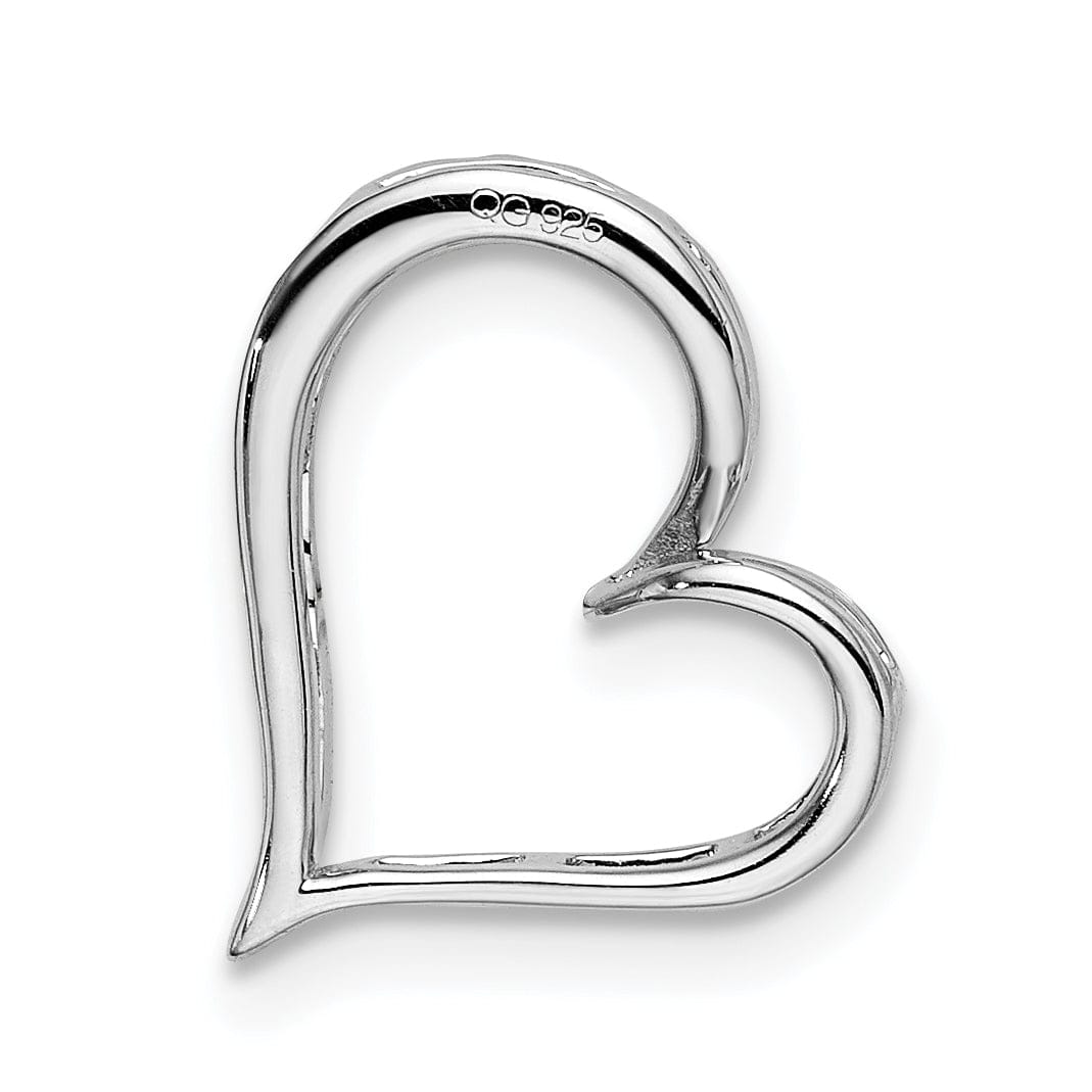 14k White Gold Open Back Polished Finish Women's Round Diamond 0.092-ctw Heart Design Chain Slide Pendant will not fit Omega