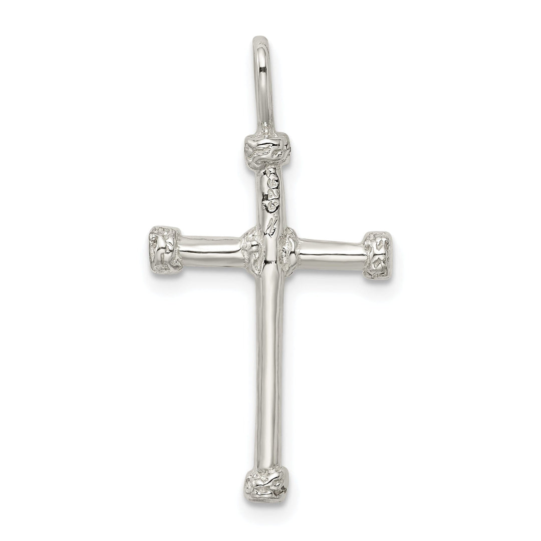 Solid Silver Diamond Cut Finish Cross Pendant