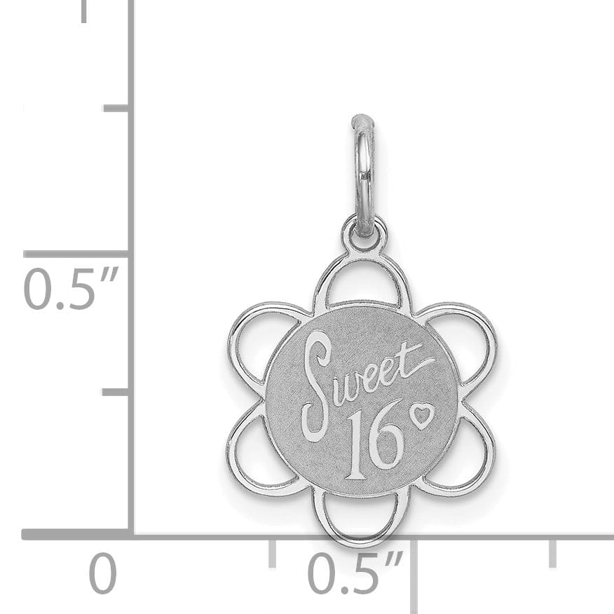 Sterling Silver Solid Sweet Sixteen Disc Charm