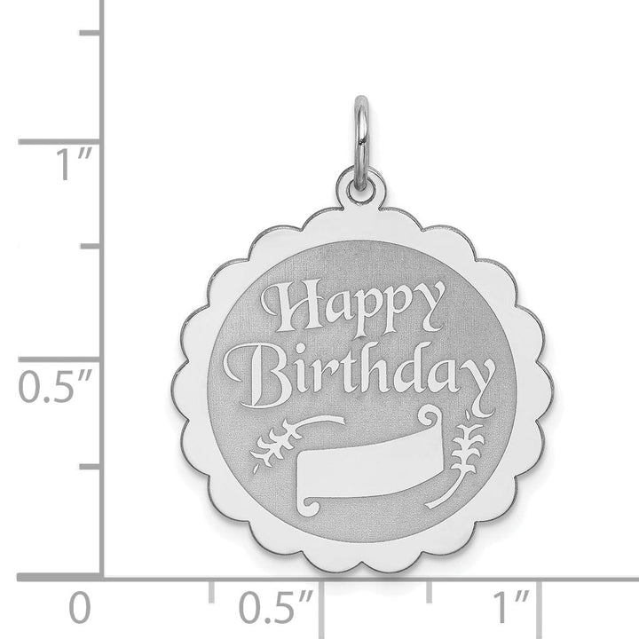 Sterling Silver Solid Happy Birthday Disc Charm