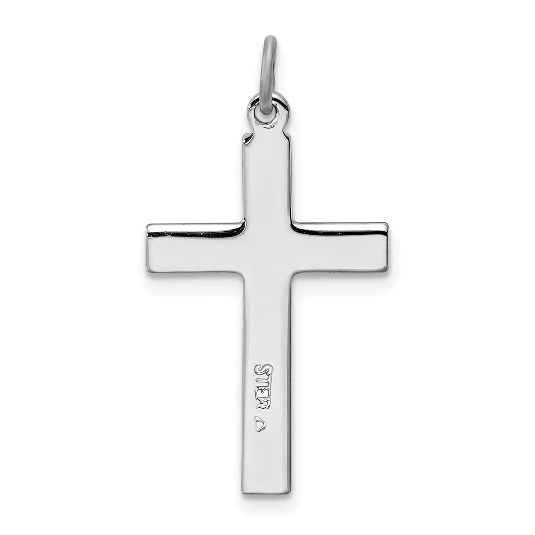 Silver Polished Textured Latin Cross Pendant