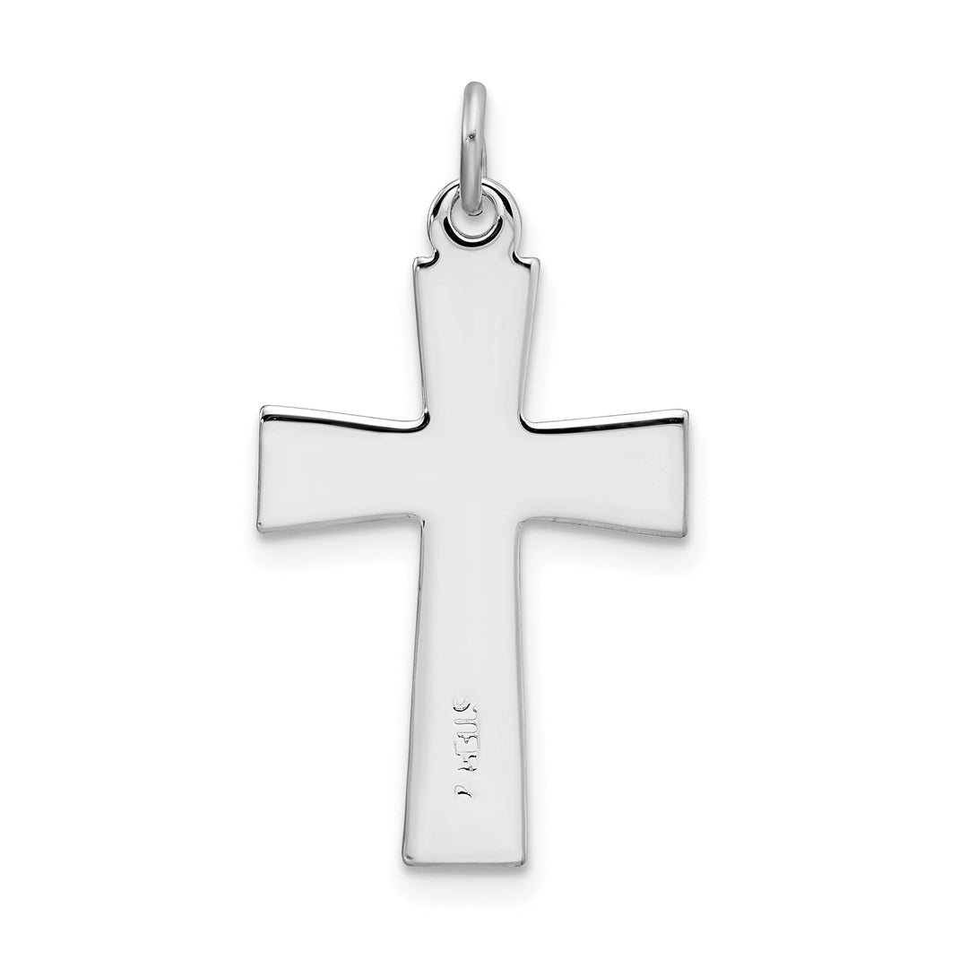 Silver Enameled Polished Latin Cross Pendant