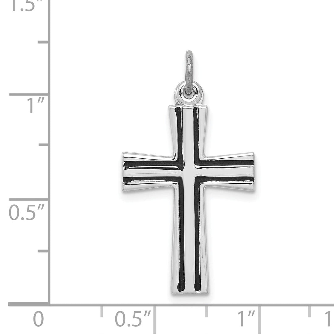 Silver Enameled Polished Latin Cross Pendant