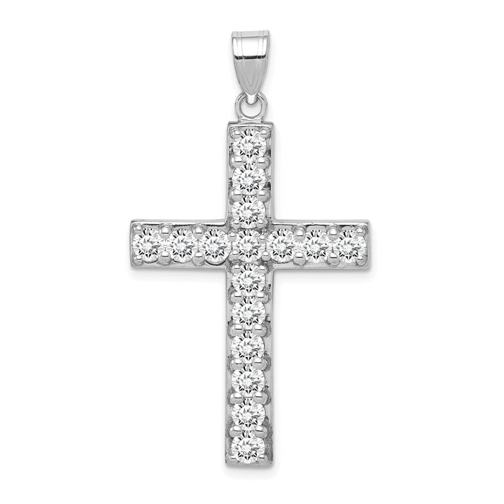 Silver Polished Finish C.Z Latin Cross Pendant