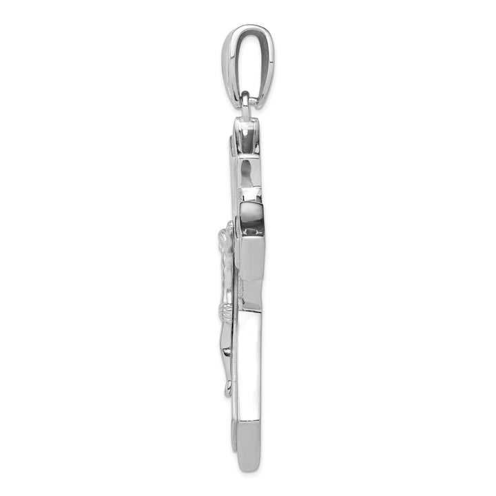 Silver Polished C.Z Design Crucifix Pendant