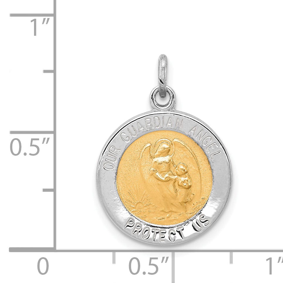 Sterling Silver Vermeil Guardian Angel Medal