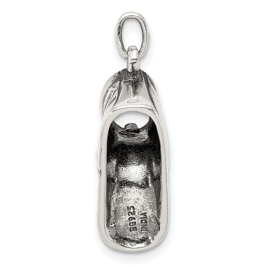 Silver Polished Antique 3-D Baby Shoe Charm