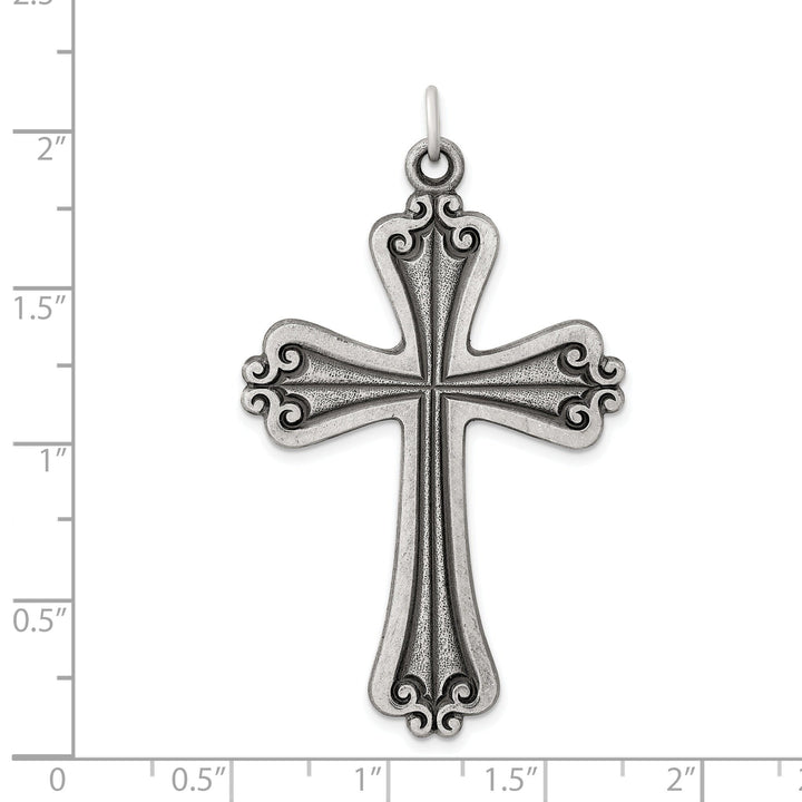 Solid Sterling Silver Antiqued Cross Pendant