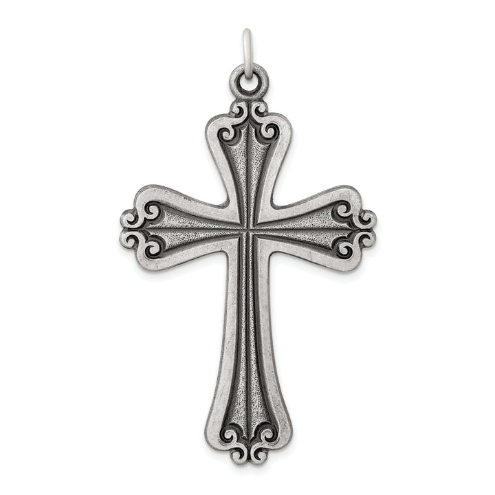 Solid Sterling Silver Antiqued Cross Pendant