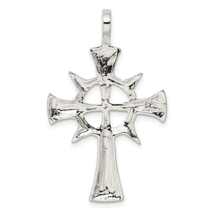 Silver Polish Texture Finish Iona Cross Pendant