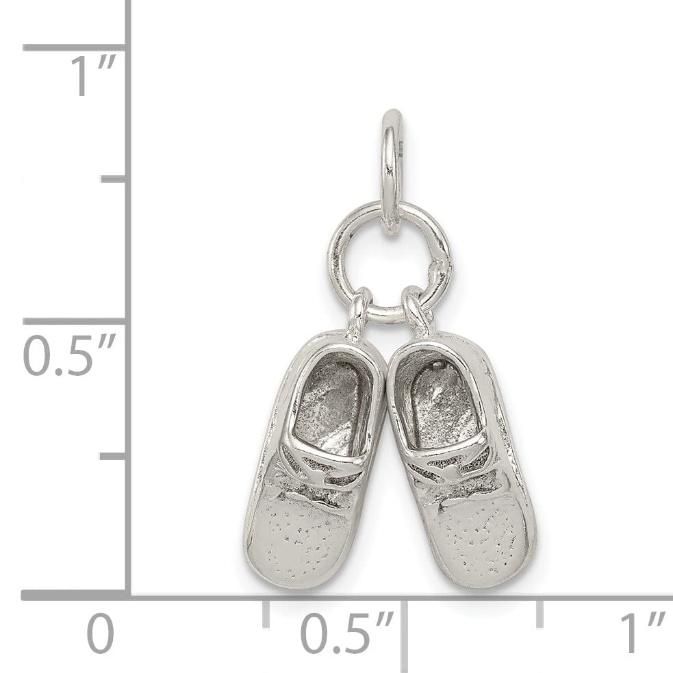 Sterling Silver Polished 3-D Baby Shoes Charm