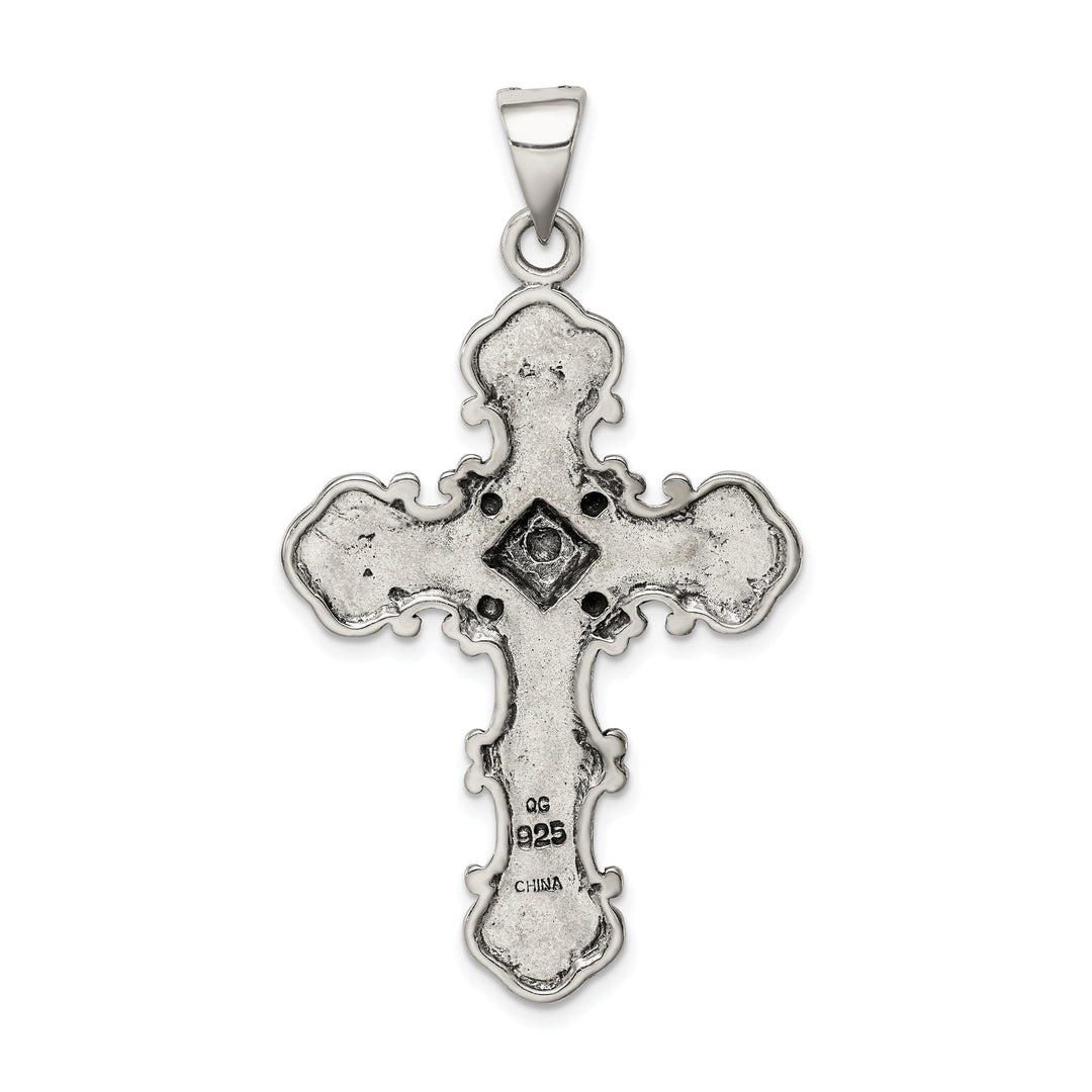 Silver Antique Finish Marcasite Cross Pendant