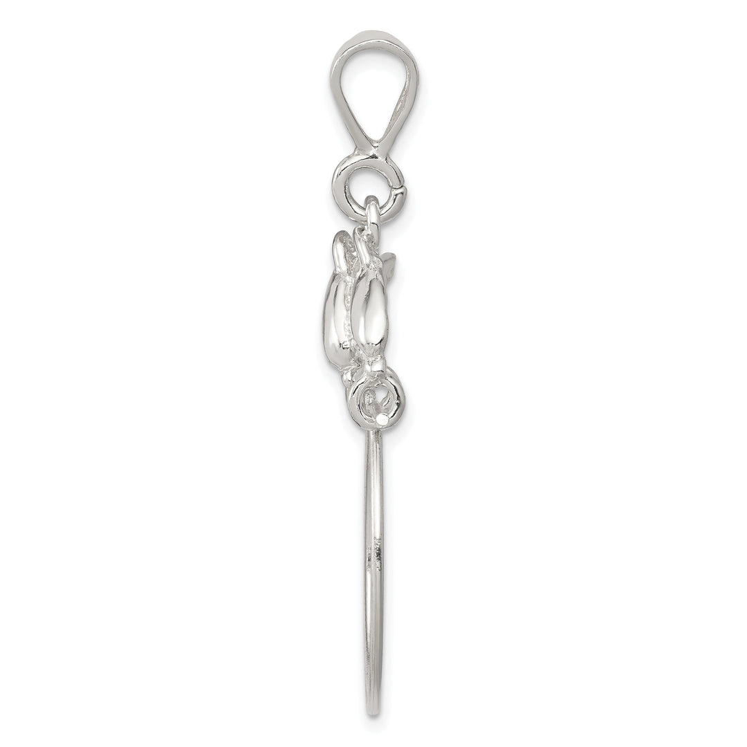 Silver Double Dolphin Charm Holder Pendant