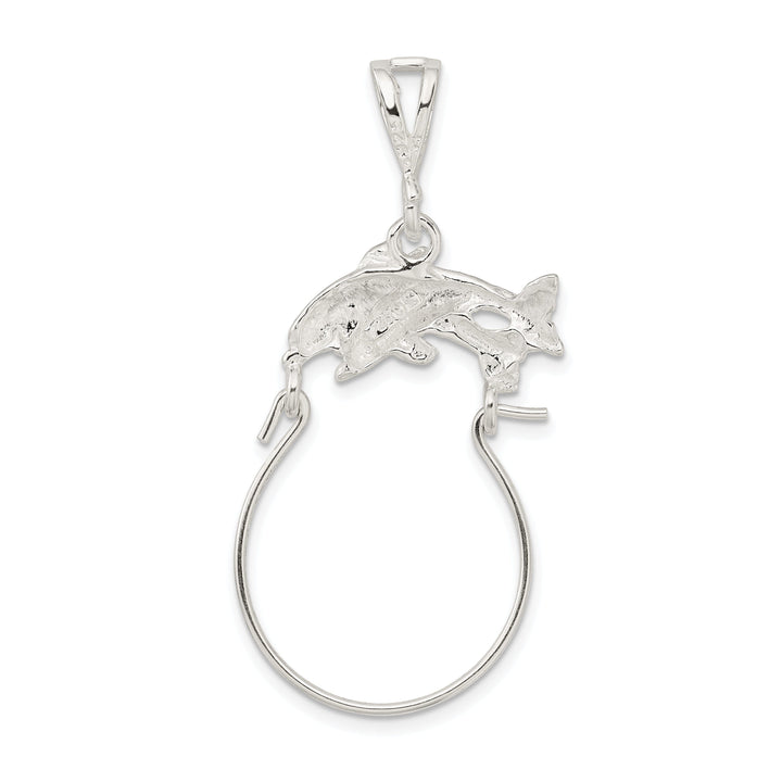 Silver Double Dolphin Charm Holder Pendant