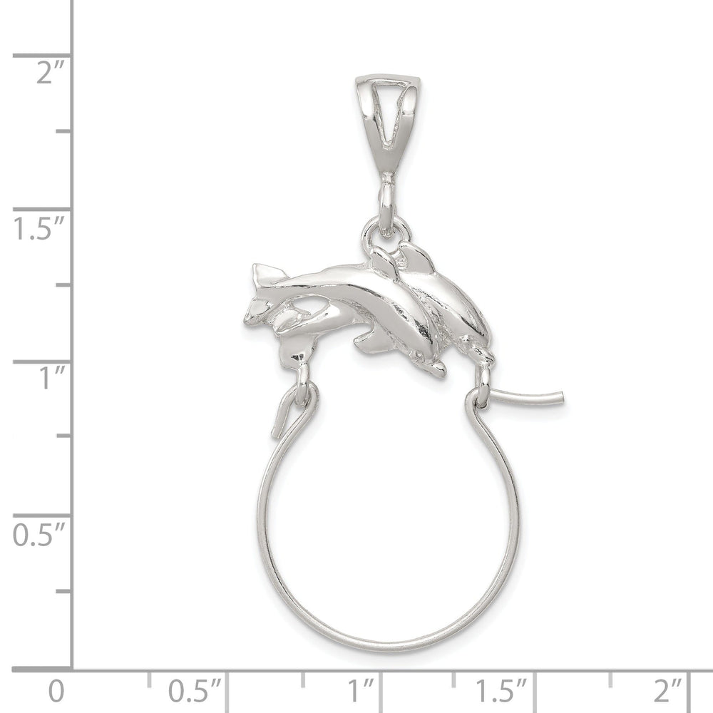 Silver Double Dolphin Charm Holder Pendant